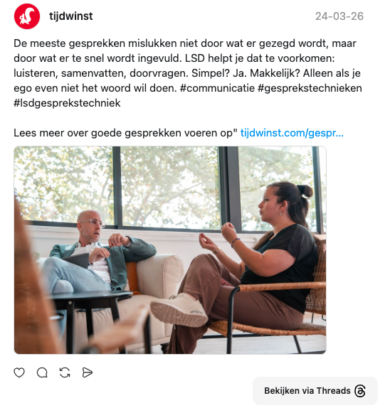 thread post over luisteren, samenvatten en doorvragen