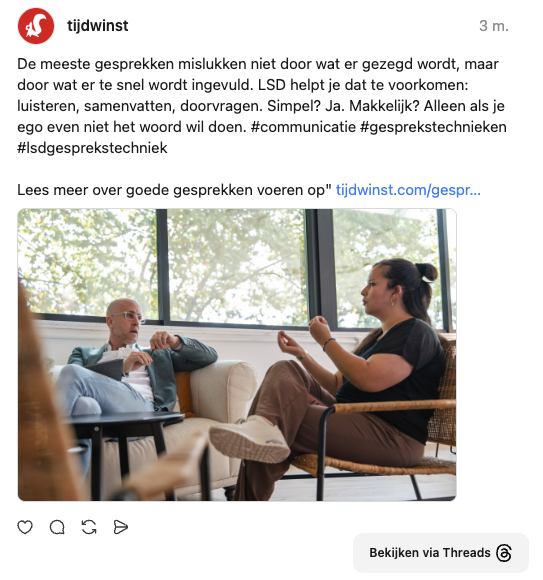 thread post over lsd gesprekstechniek