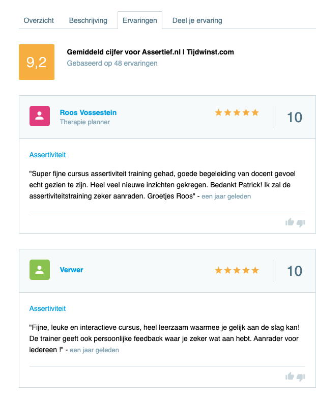 review tijdwinst assertiviteitstraining