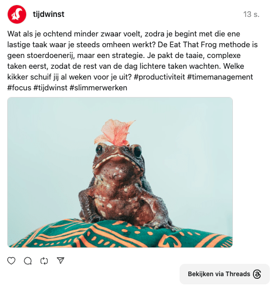 threads.com bericht over eat that frog