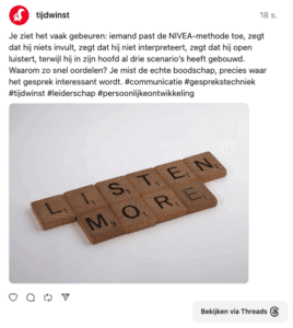 threads bericht tijdwinst over NIVEA