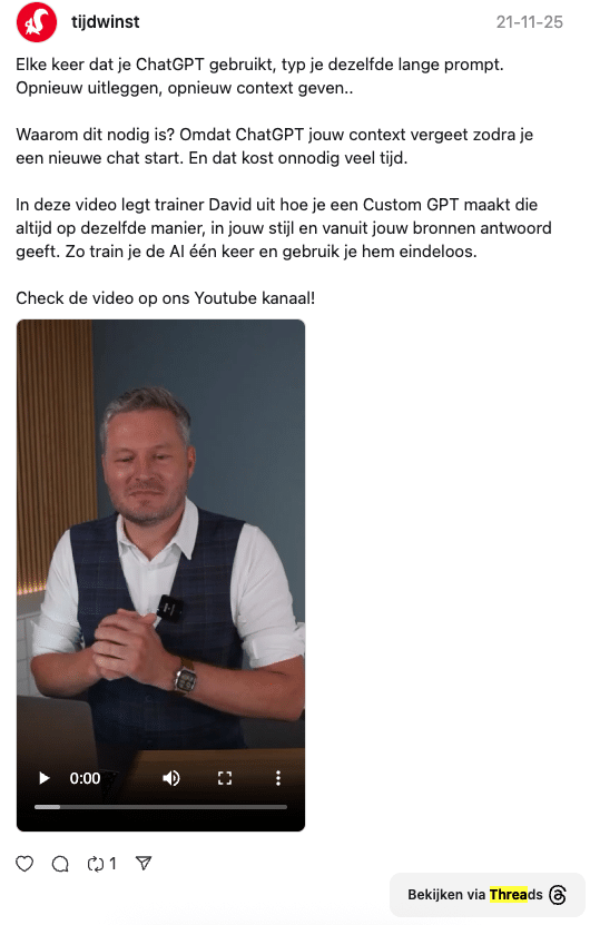 threads post van tijdwinst.com over prompts