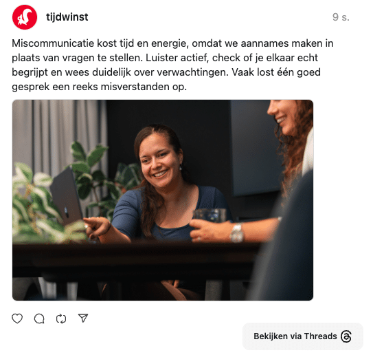 post op threads.com van Tijdwinst.com over miscommunicatie