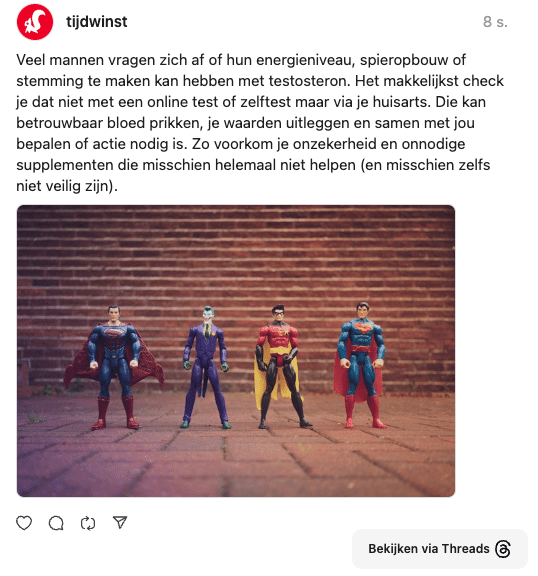 thread post van tijdwinst.com over testosteron testen