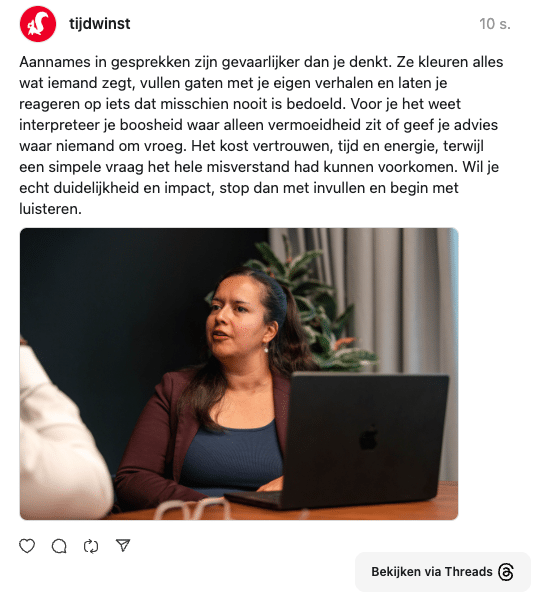 thread post tijdwinst.com over aannames die je gesprek verzieken