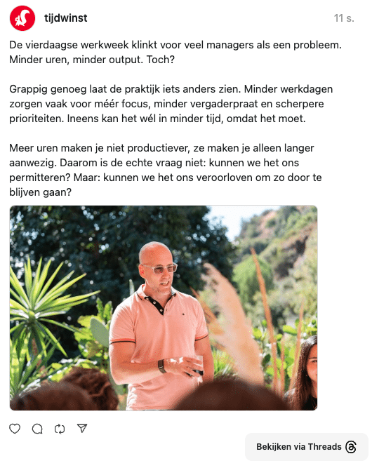 post op threads over de vierdaagse werkweek