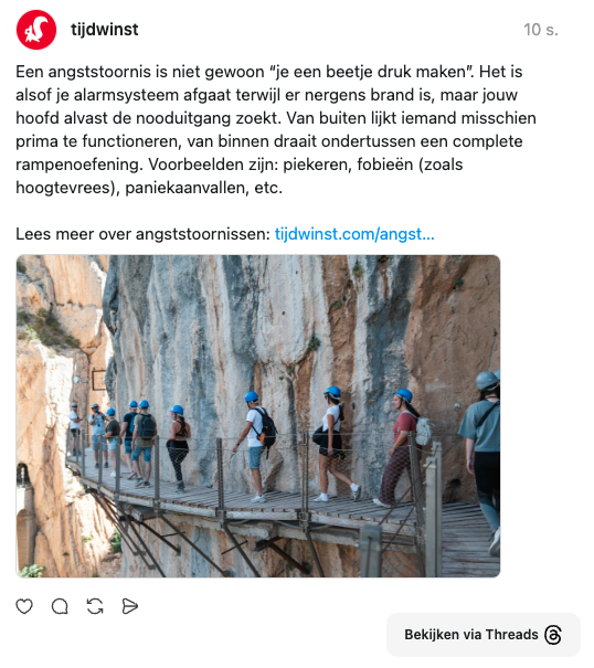 threads post van tijdwinst.com over angststoornissen
