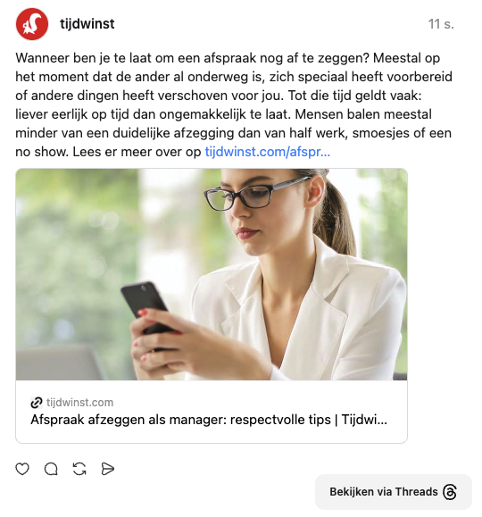thread post over afspraken afzeggen