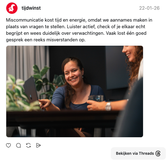 thread post van tijdwinst over miscommunicatie