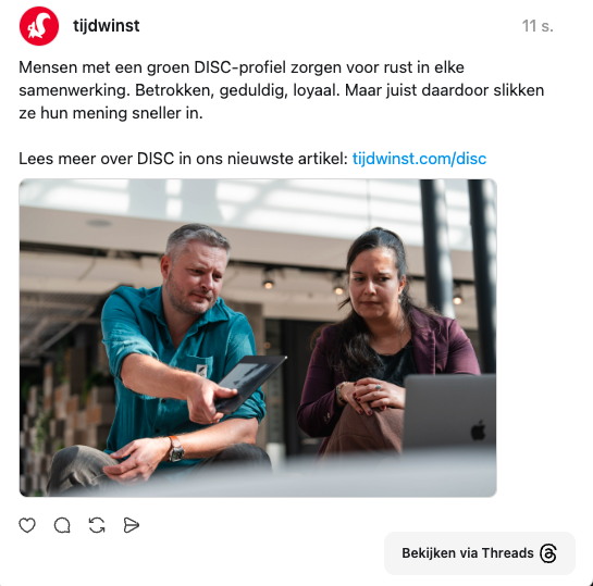 threads post over groene disc profielen