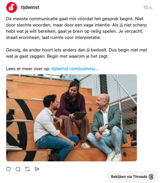 thread post over communicatie intentie