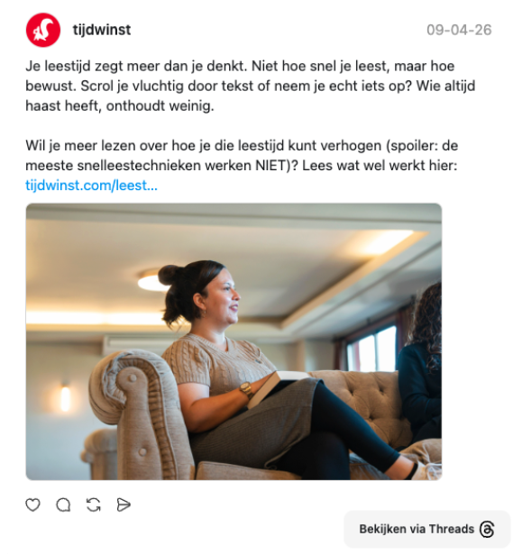 thread post over leestempo verhogen