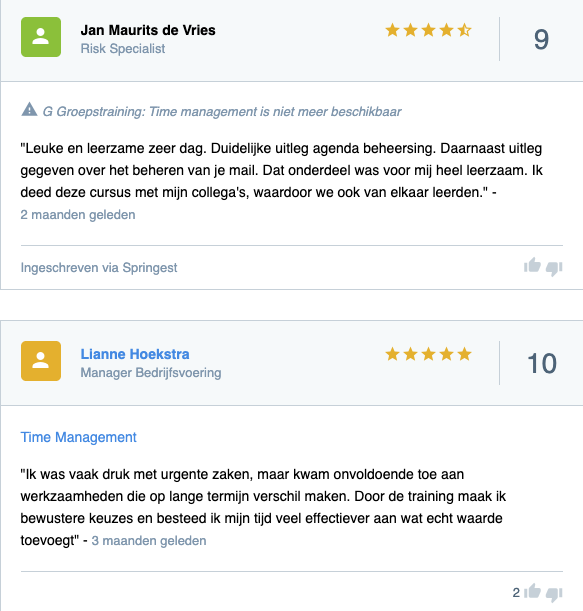 review springest time management